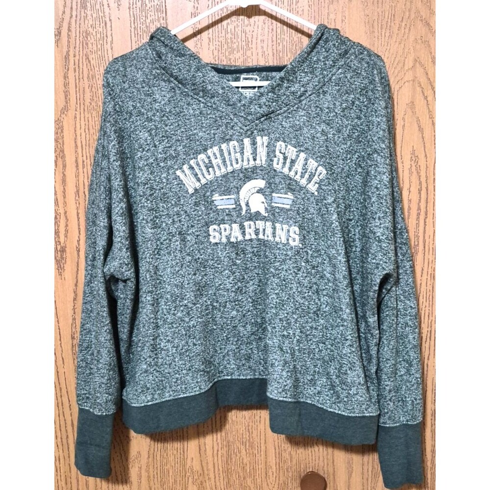 Michigan State Spartans Football Women's Green White Hoodie Sweatshirt Size XL